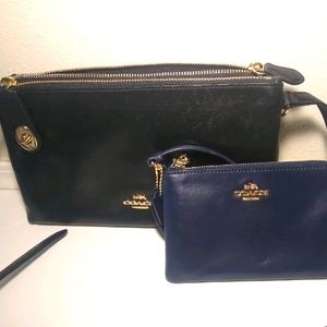 Coach Purse and Wallet Black/Blue Good Condition